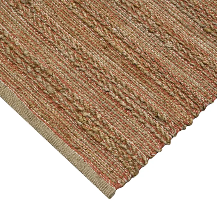 2' X 3' Brown And Brick Red Jute Striped Flatweave Handmade Area Rug