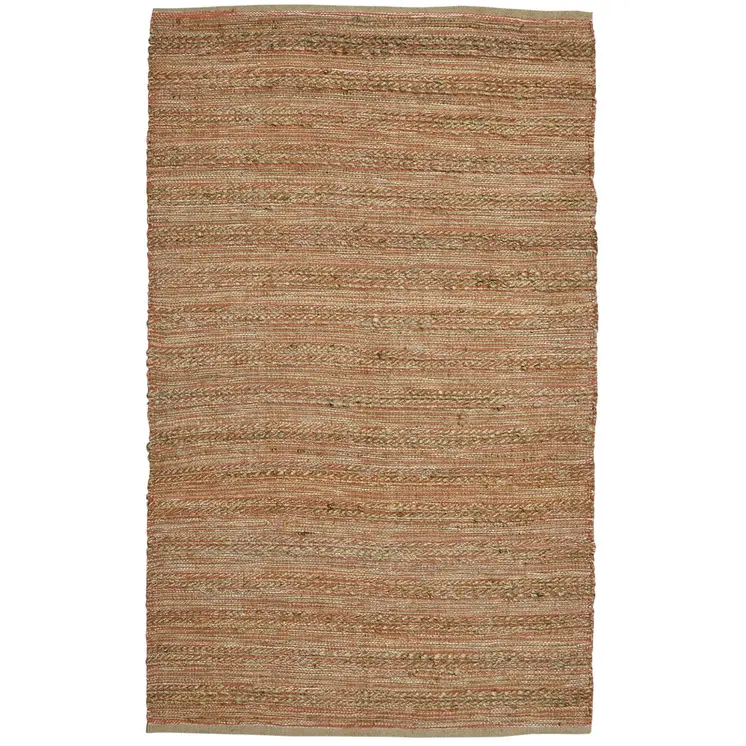 3' X 5' Brown And Brick Red Jute Striped Flatweave Handmade Area Rug