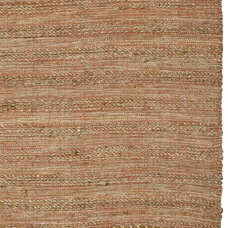 3' X 5' Brown And Brick Red Jute Striped Flatweave Handmade Area Rug