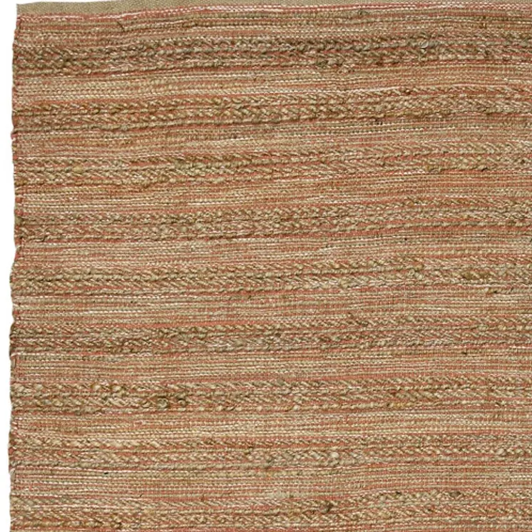 5' X 8' Brown And Brick Red Jute Striped Flatweave Handmade Area Rug