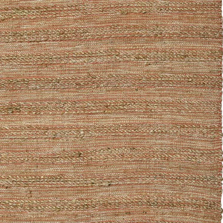 8' X 10' Brown And Brick Red Jute Striped Flatweave Handmade Area Rug