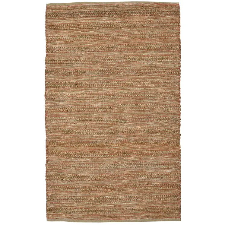 8' X 10' Brown And Brick Red Jute Striped Flatweave Handmade Area Rug