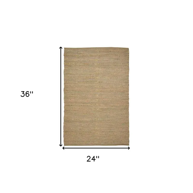 2' X 3' Pink And Brown Jute Striped Flatweave Handmade Area Rug