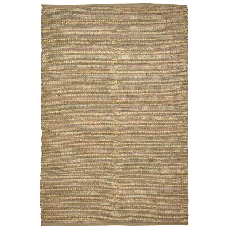 2' X 3' Pink And Brown Jute Striped Flatweave Handmade Area Rug