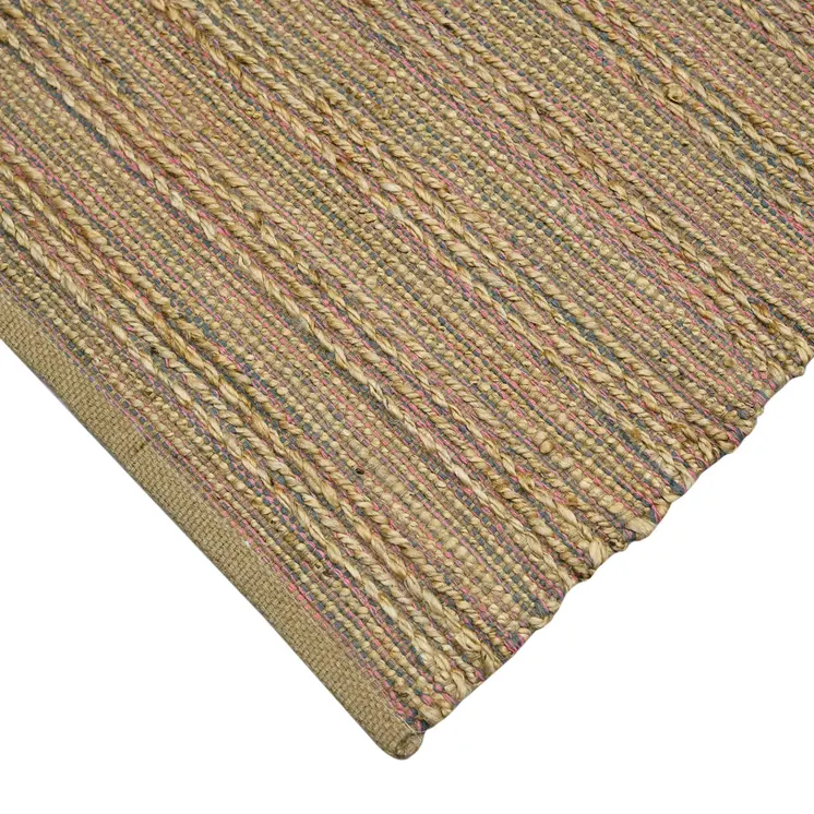 2' X 3' Pink And Brown Jute Striped Flatweave Handmade Area Rug