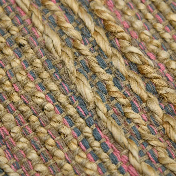 2' X 3' Pink And Brown Jute Striped Flatweave Handmade Area Rug
