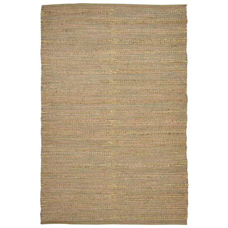 2' X 3' Pink And Brown Jute Striped Flatweave Handmade Area Rug