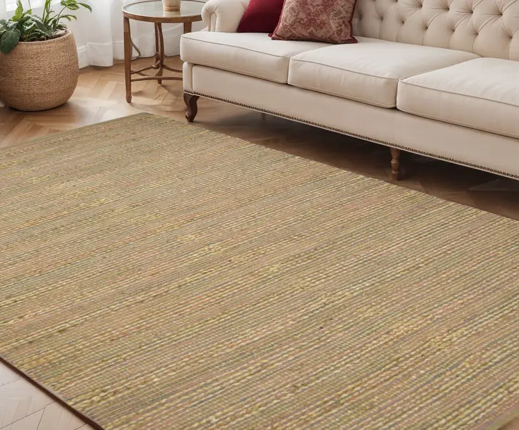 5' X 8' Pink And Brown Jute Striped Flatweave Handmade Area Rug