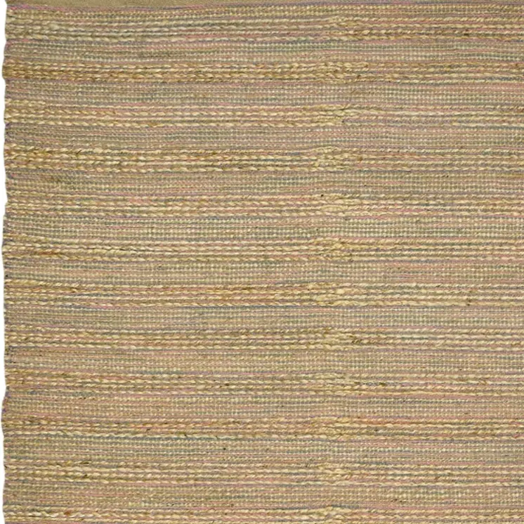 8' X 10' Pink And Brown Jute Striped Flatweave Handmade Area Rug