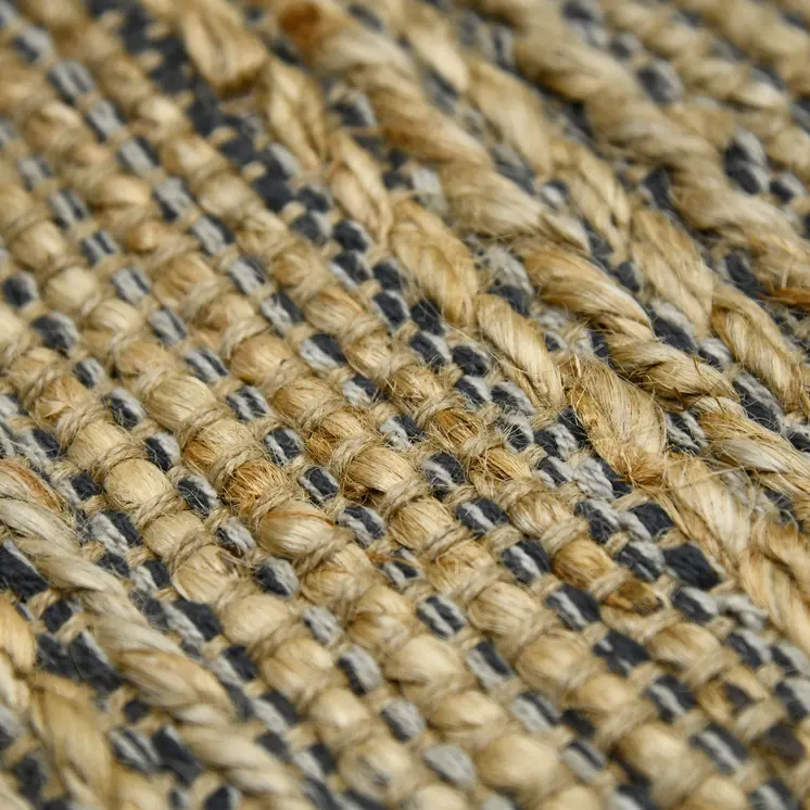 2' X 3' Dark Gray Brown And Beige Jute Striped Flatweave Handmade Area Rug