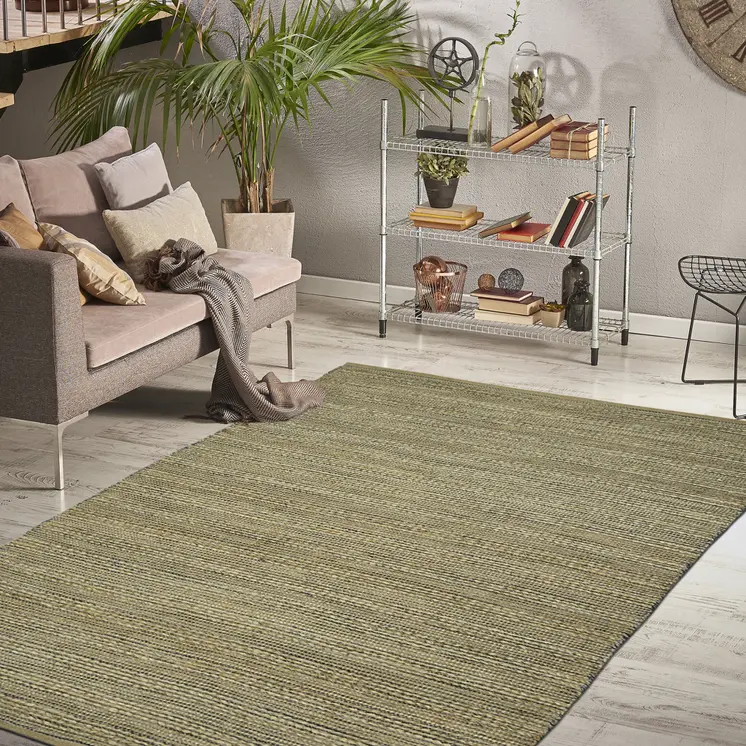 3' X 5' Dark Gray Brown And Beige Jute Striped Flatweave Handmade Area Rug