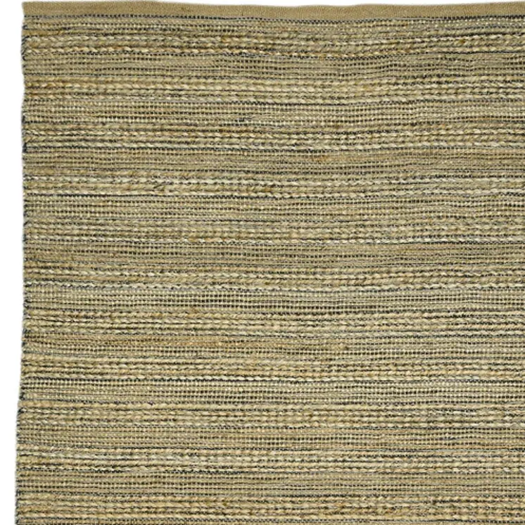5' X 8' Dark Gray Brown And Beige Jute Striped Flatweave Handmade Area Rug
