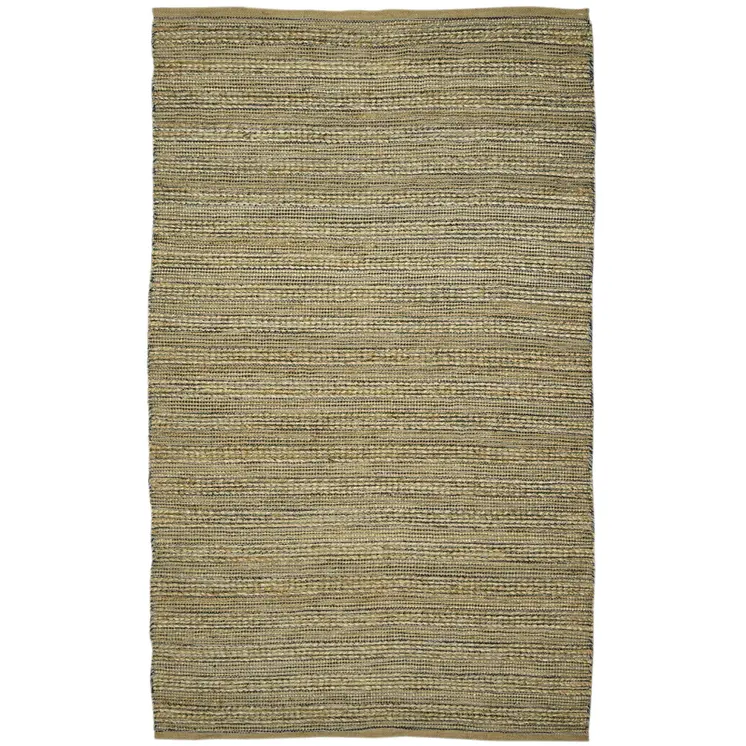 5' X 8' Dark Gray Brown And Beige Jute Striped Flatweave Handmade Area Rug