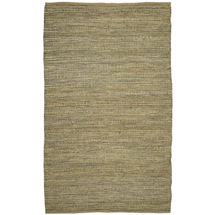 5' X 8' Dark Gray Brown And Beige Jute Striped Flatweave Handmade Area Rug