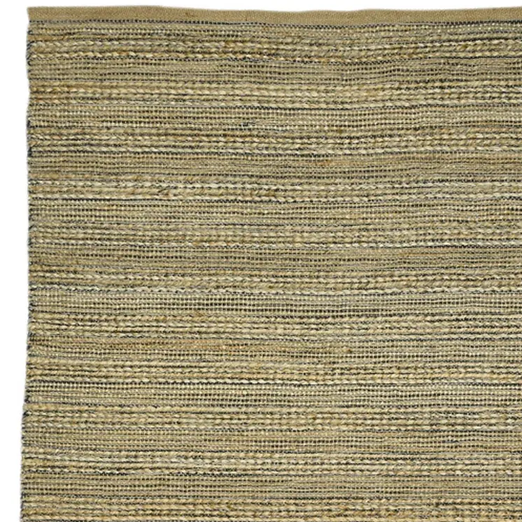 8' X 10' Dark Gray Brown And Beige Jute Striped Flatweave Handmade Area Rug