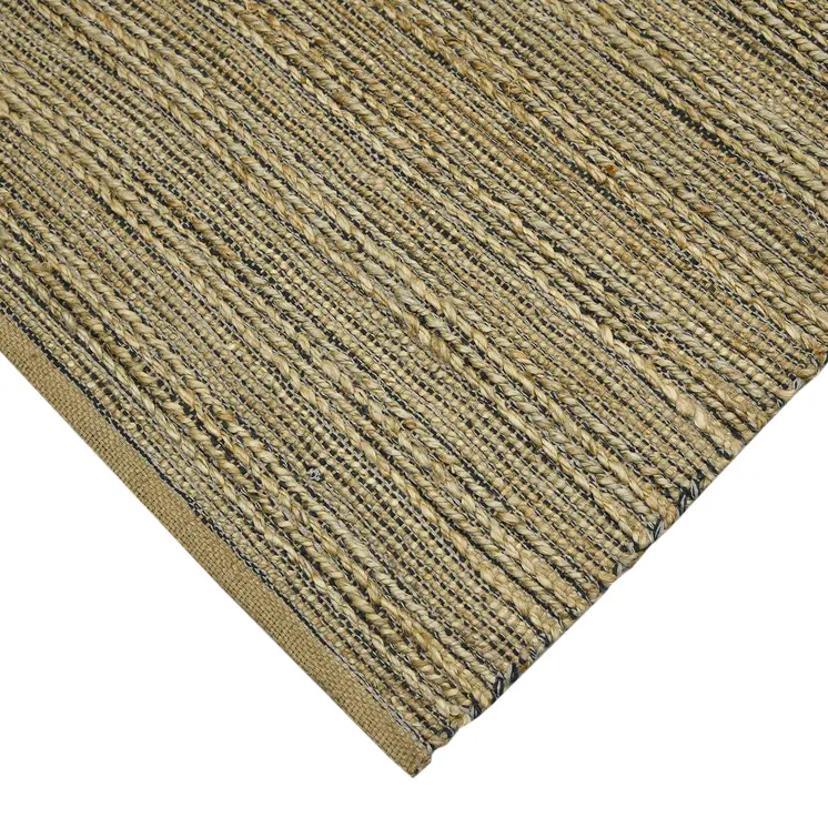 8' X 10' Dark Gray Brown And Beige Jute Striped Flatweave Handmade Area Rug
