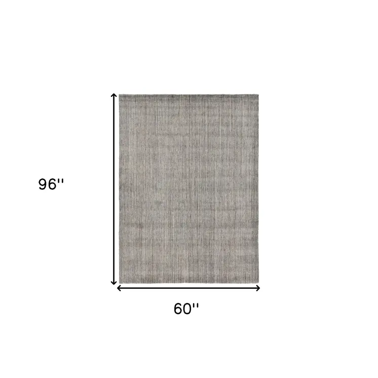 5' X 8' Gray And Light Brown Wool Abstract Hand Woven Area Rug