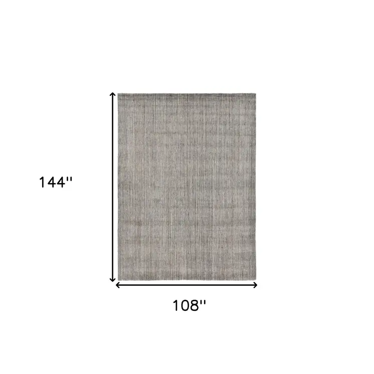9' X 12' Gray And Light Brown Wool Abstract Hand Woven Area Rug