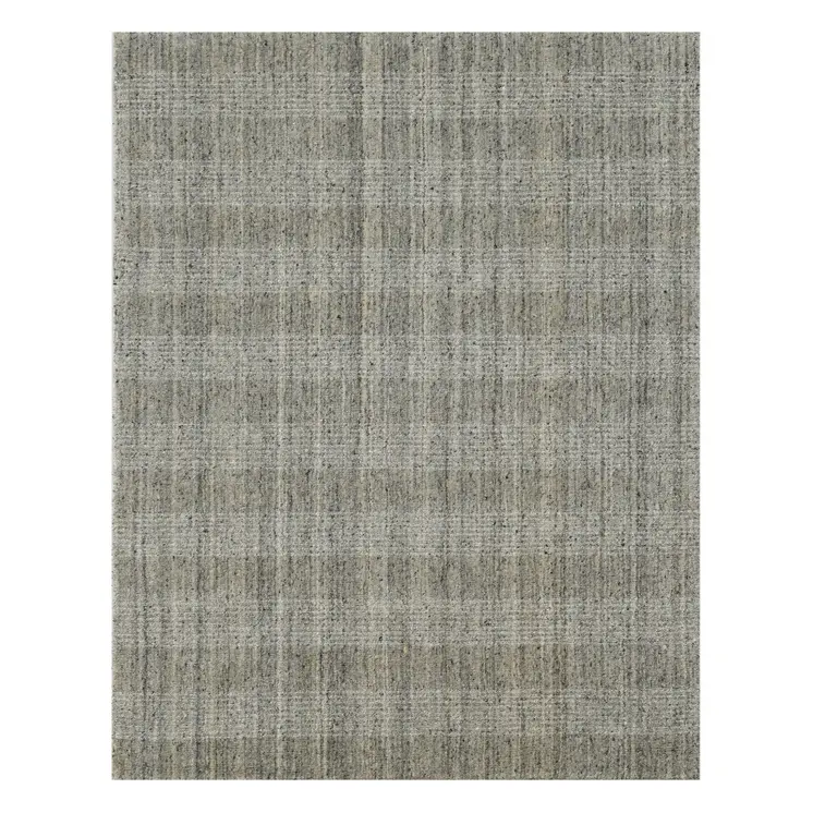 2' X 3' Gray And Beige Wool Plaid Hand Woven Area Rug