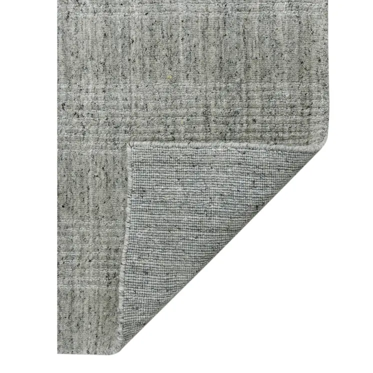 2' X 3' Gray And Beige Wool Plaid Hand Woven Area Rug