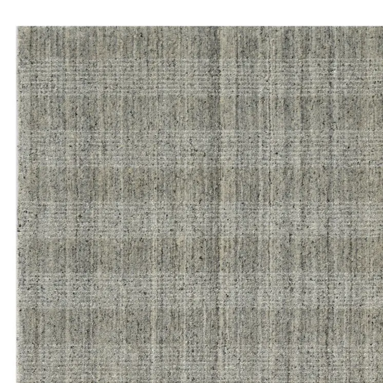 5' X 8' Gray And Beige Wool Plaid Hand Woven Area Rug