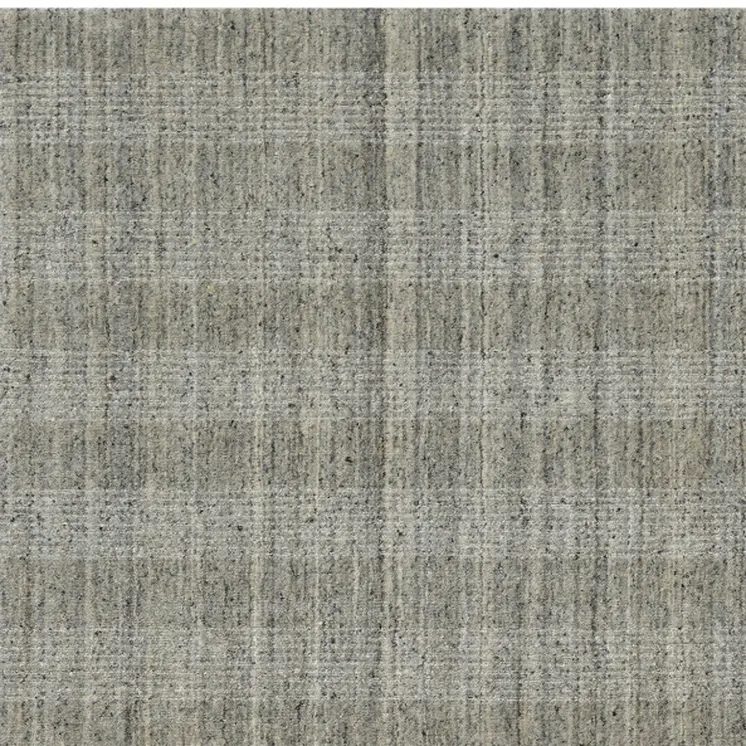10' X 14' Gray And Beige Wool Plaid Hand Woven Area Rug