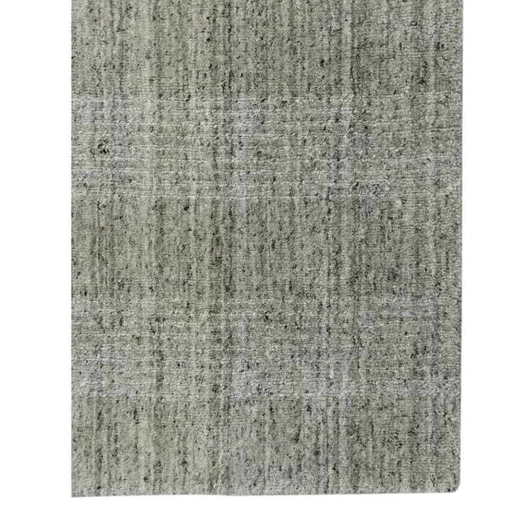 10' X 14' Gray And Beige Wool Plaid Hand Woven Area Rug