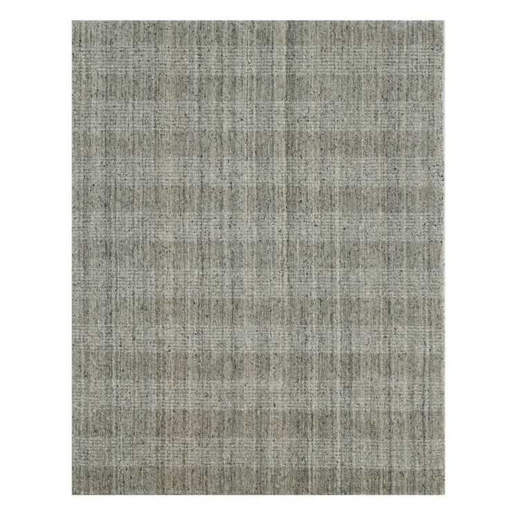 10' X 14' Gray And Beige Wool Plaid Hand Woven Area Rug