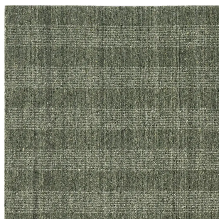 2' X 3' Green Gray And Ivory Wool Plaid Hand Woven Area Rug