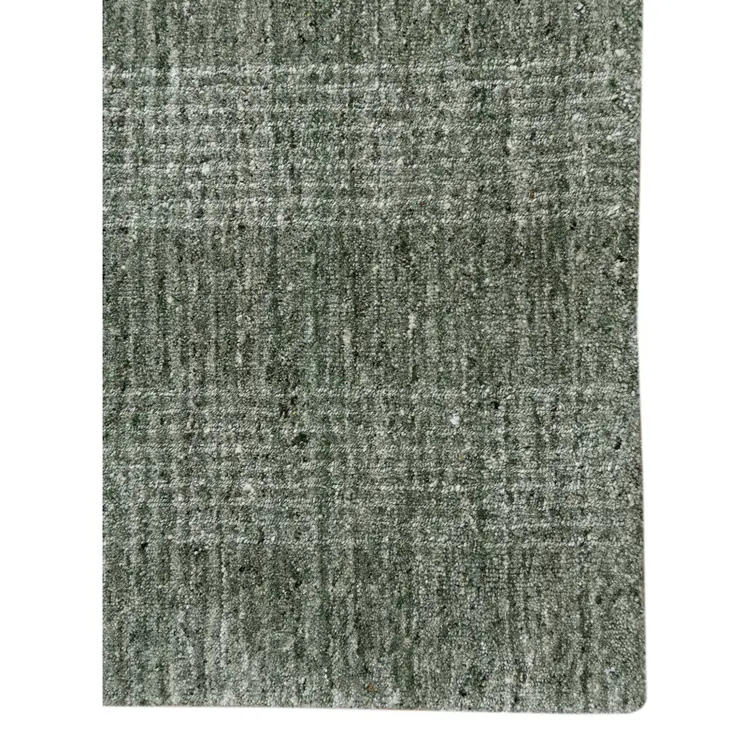 2' X 3' Green Gray And Ivory Wool Plaid Hand Woven Area Rug