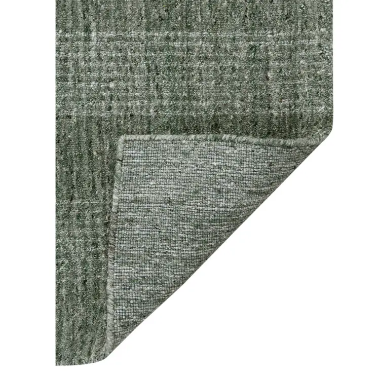 2' X 3' Green Gray And Ivory Wool Plaid Hand Woven Area Rug