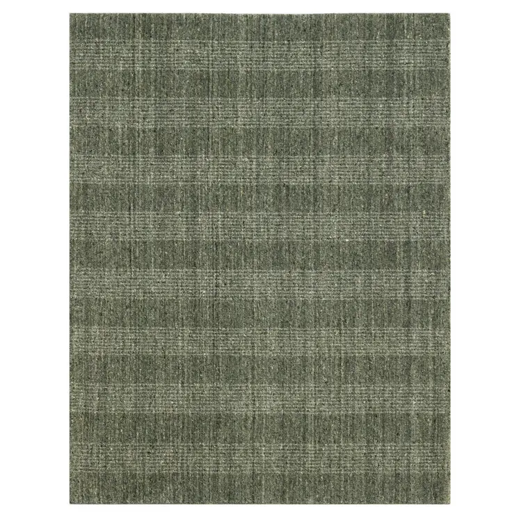 2' X 3' Green Gray And Ivory Wool Plaid Hand Woven Area Rug