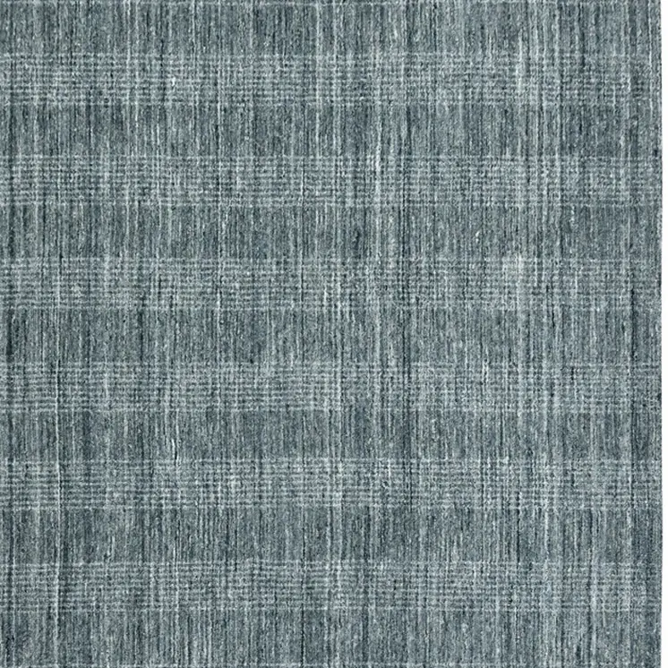 2' X 3' Blue And Ivory Wool Plaid Hand Woven Area Rug