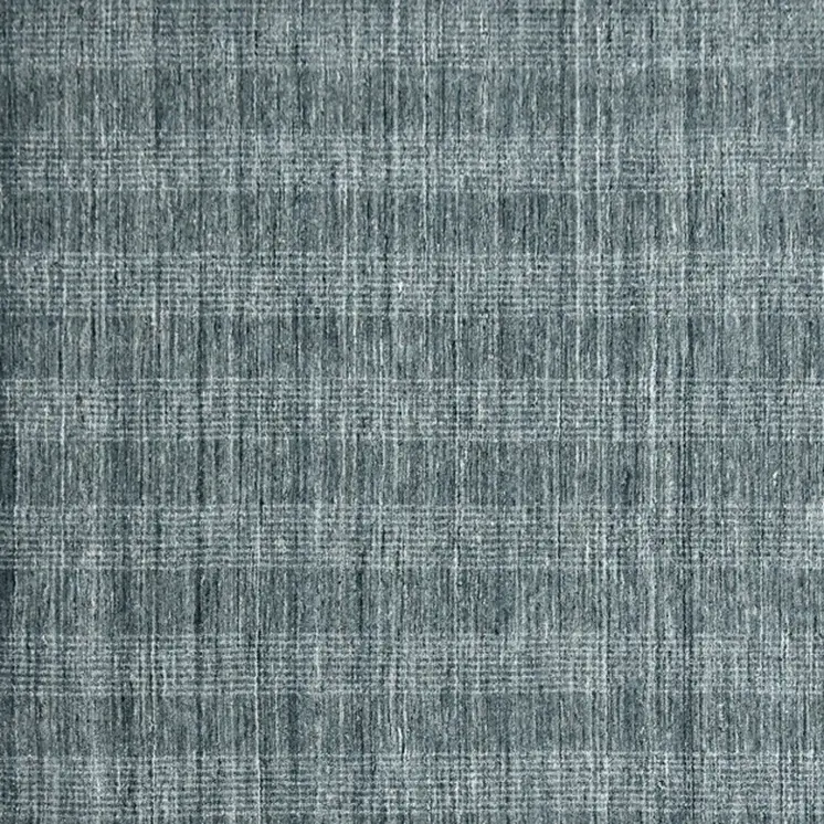 9' X 12' Blue And Ivory Wool Plaid Hand Woven Area Rug