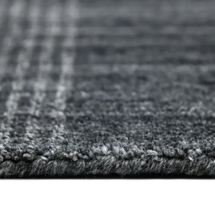 2' X 3' Charcoal And Gray Wool Plaid Hand Woven Area Rug
