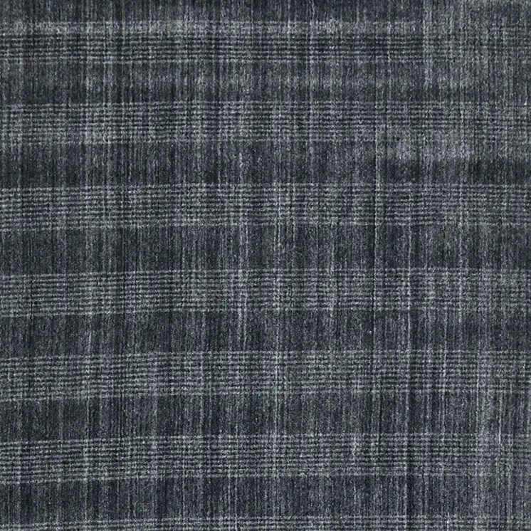 5' X 8' Charcoal And Gray Wool Plaid Hand Woven Area Rug