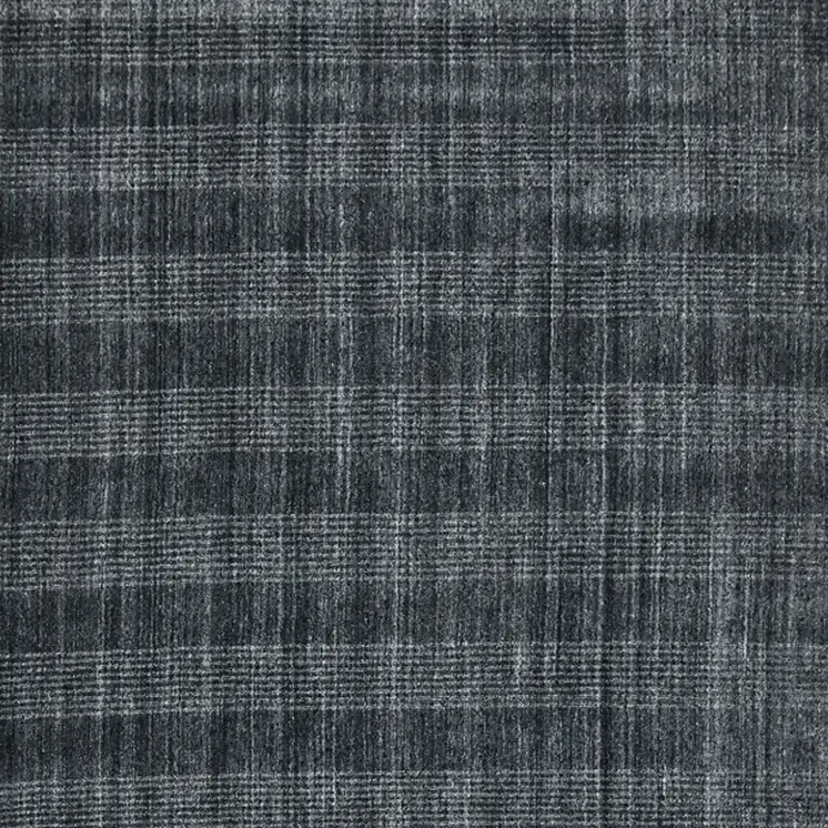 9' X 12' Charcoal And Gray Wool Plaid Hand Woven Area Rug