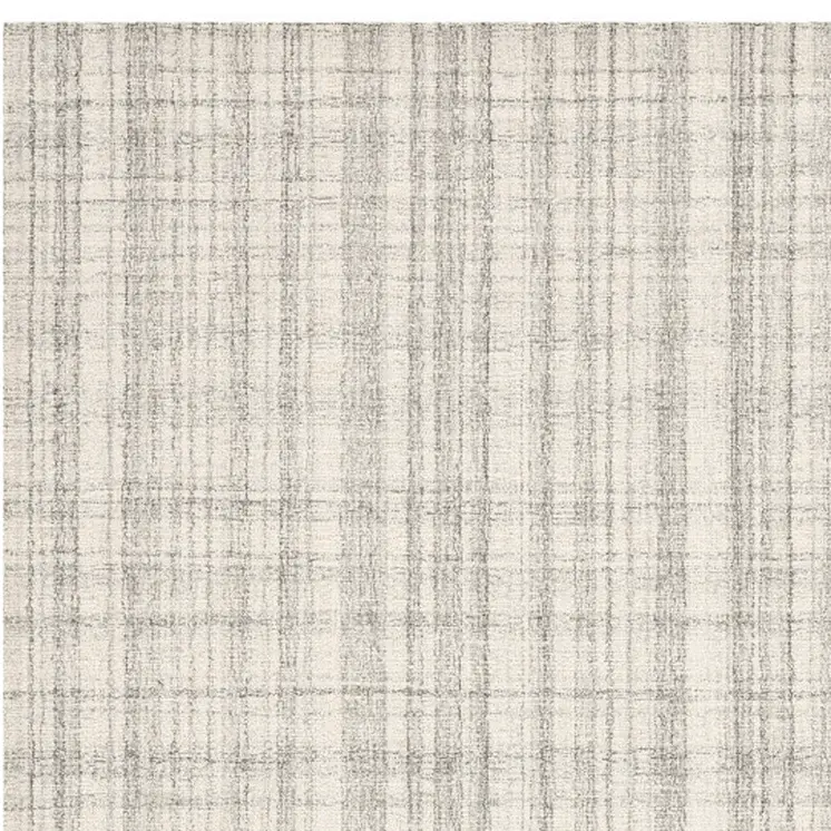 8' X 10' Ivory And Gray Wool Plaid Hand Tufted Area Rug