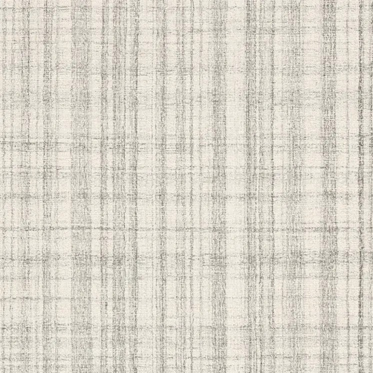 9' X 12' Ivory And Gray Wool Plaid Hand Tufted Area Rug