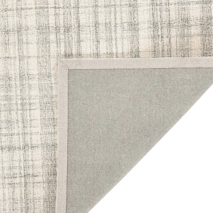 9' X 12' Ivory And Gray Wool Plaid Hand Tufted Area Rug