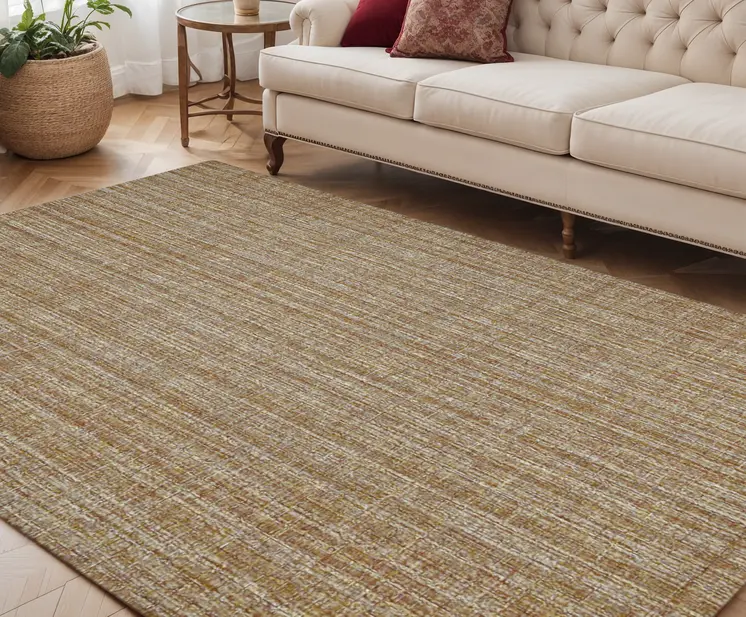 5' X 7' Ivory And Rust Wool Striped Hand Tufted Area Rug