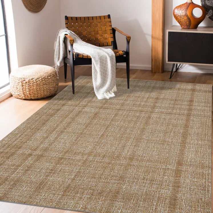 9' X 12' Ivory And Rust Wool Striped Hand Tufted Area Rug