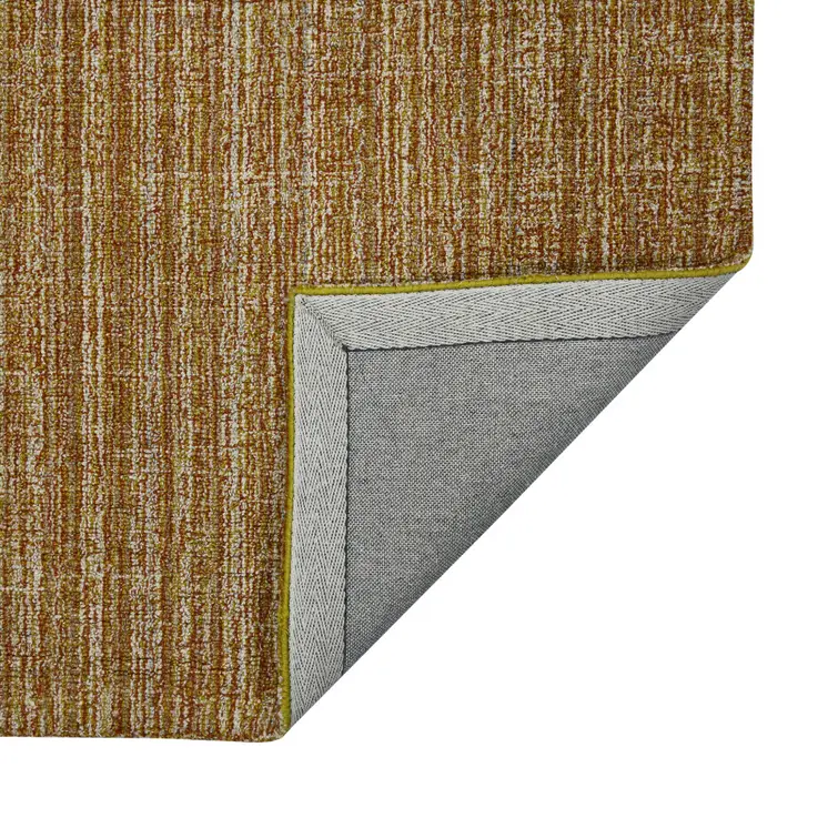 9' X 12' Ivory And Rust Wool Striped Hand Tufted Area Rug