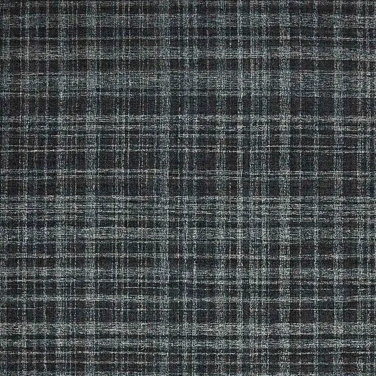2' X 3' Black Ivory And Charcoal Wool Plaid Hand Tufted Area Rug
