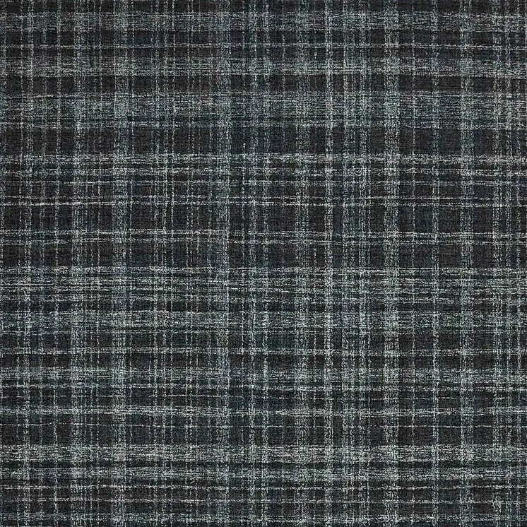 9' X 12' Black Ivory And Charcoal Wool Plaid Hand Tufted Area Rug