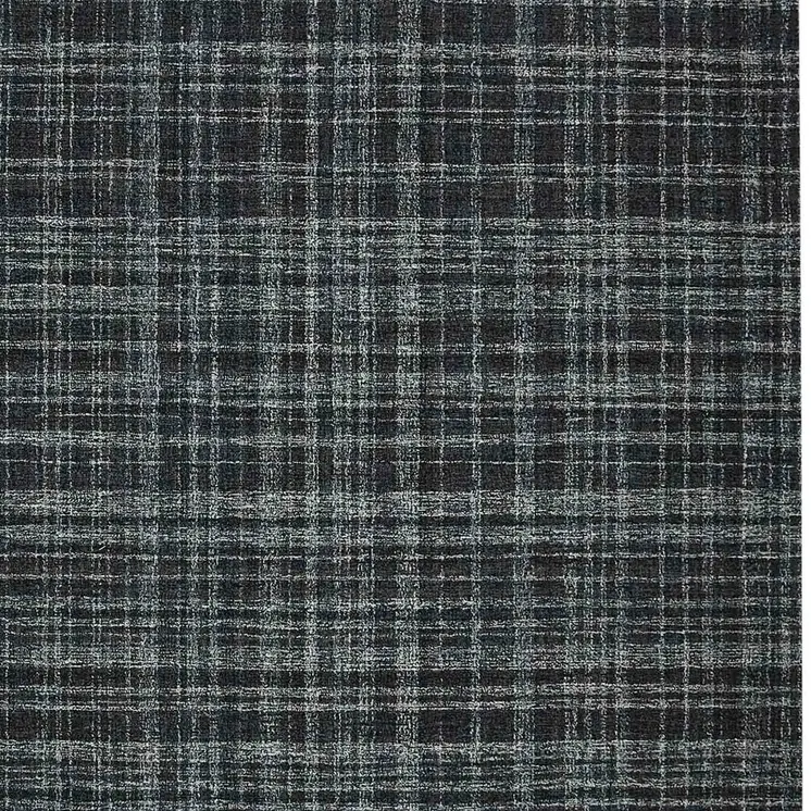 9' X 12' Black Ivory And Charcoal Wool Plaid Hand Tufted Area Rug