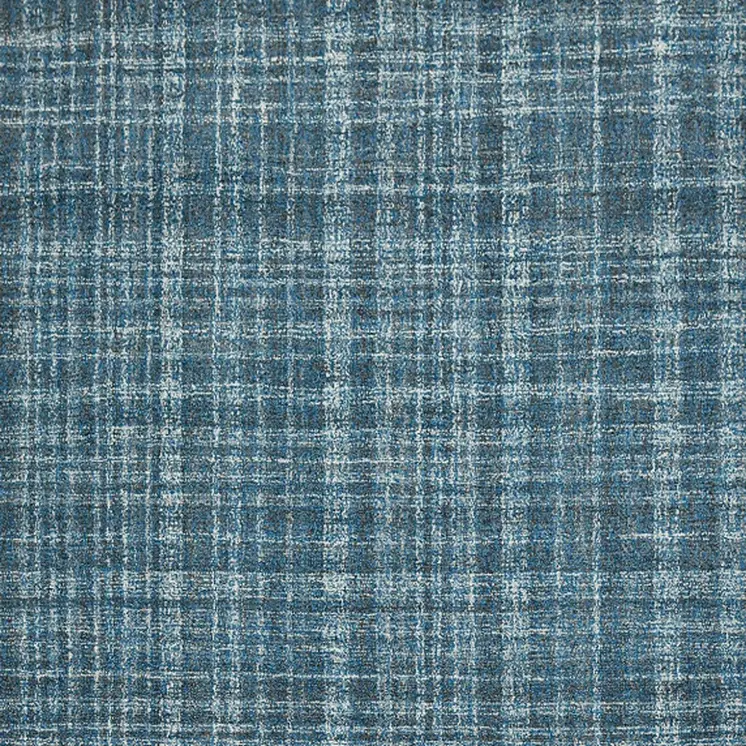 9' X 12' Turquoise Gray And Ivory Wool Plaid Hand Tufted Area Rug