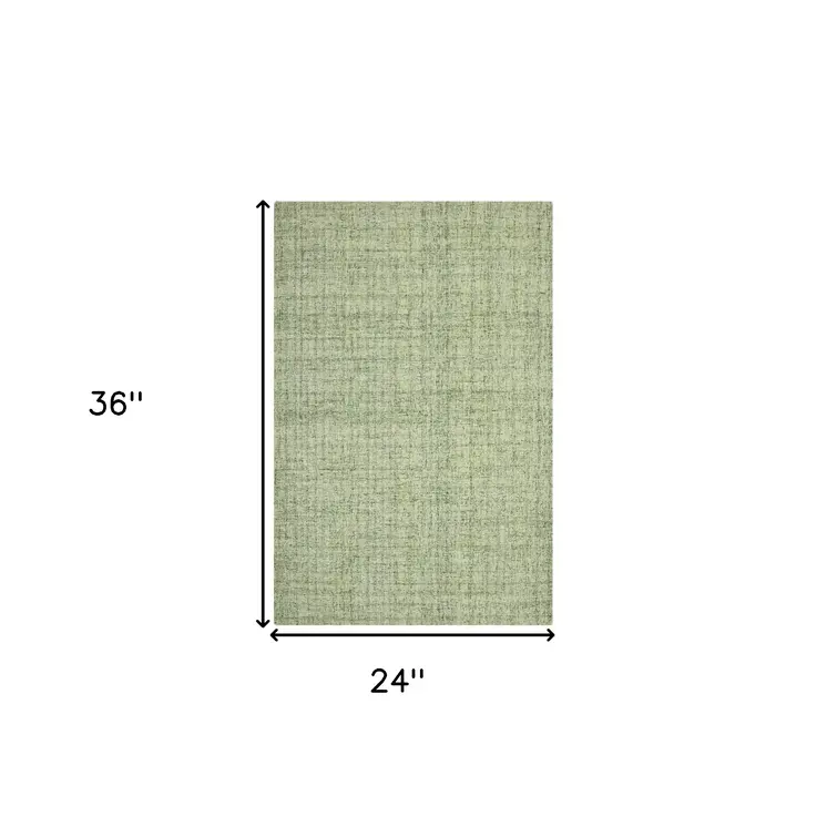 2' X 3' Green And Light Green Wool Striped Hand Tufted Area Rug