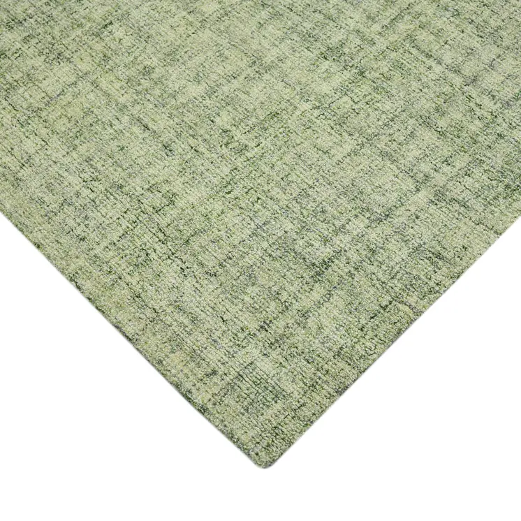 5' X 7' Green And Light Green Wool Striped Hand Tufted Area Rug