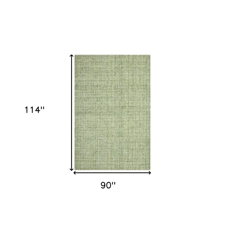 8' X 10' Green And Light Green Wool Striped Hand Tufted Area Rug